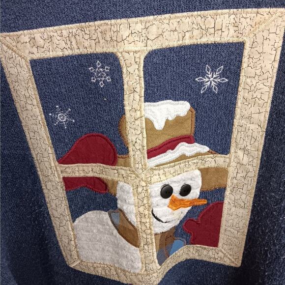 EUC XL Won's Wear XL Snowman Applique Botton Eyes Crew Neck Sweater - Picture 2 of 5